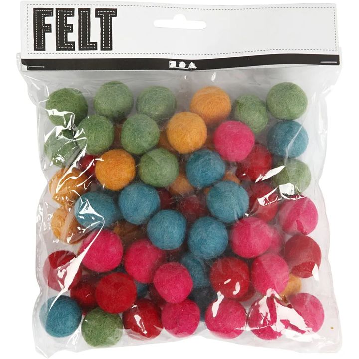 Colorful Felt Balls, 64 pcs