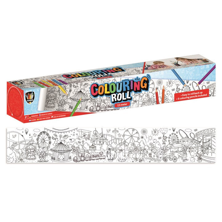 Coloring Book on a Roll 2.5 m x 42 cm + 6 Colored Pencils