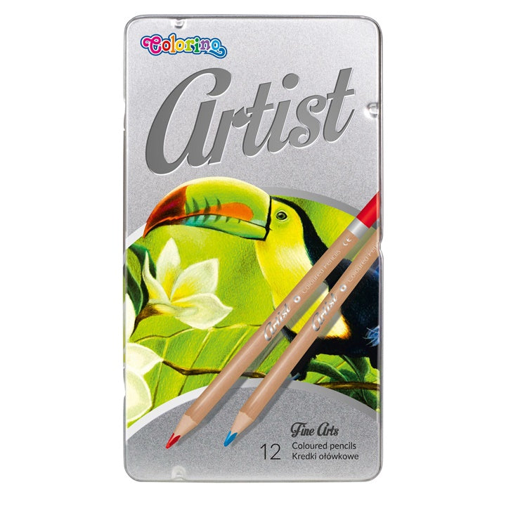 Colorino Artist Colored Pencils in a Metal Box, Set of 12