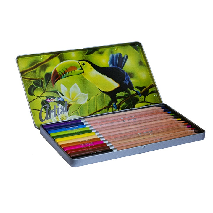 Colorino Artist Colored Pencils in a Metal Box, Set of 12