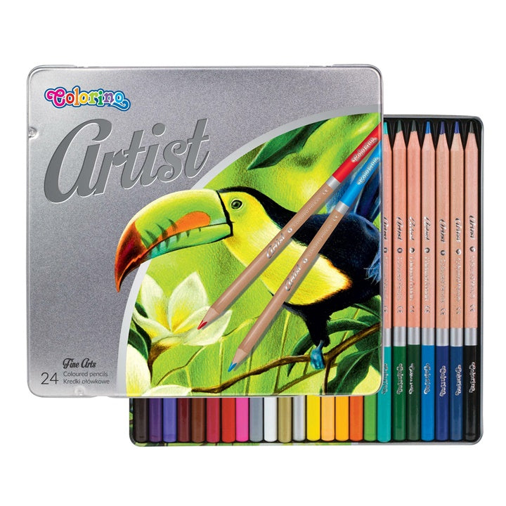 Colorino Artist Colored Pencils in a Tin Box, Set of 24