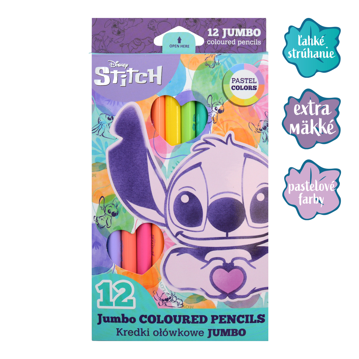 Colorino JUMBO Triangular Colored Pencils Stitch Pastel / 12 colors