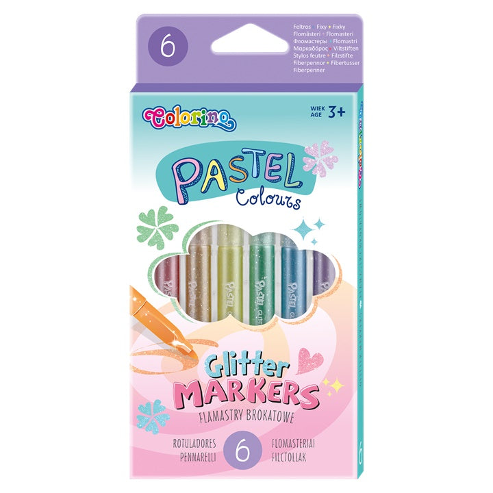 Colorino Pastel Markers With Glitter Effect, Set of 6, image 2