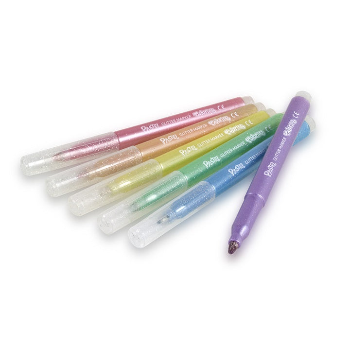 Colorino Pastel Markers With Glitter Effect, Set of 6, image 1
