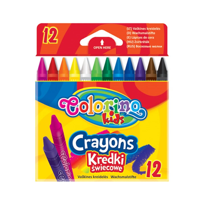 Colorino Round Wax Crayons, 12 pcs