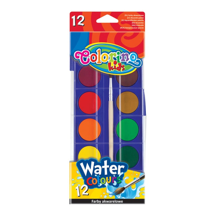 Colorino Watercolors with Brush, Set of 12