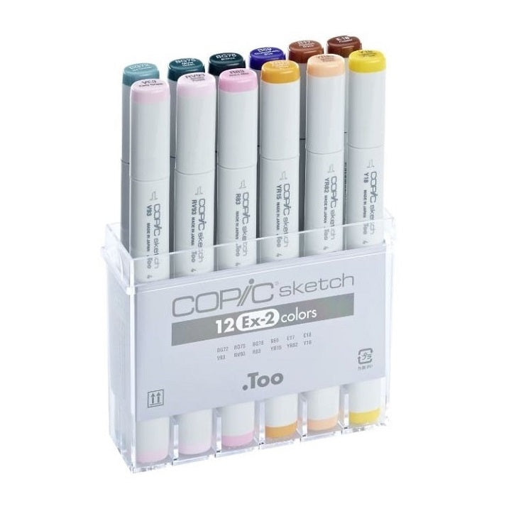 COPIC Sketch Ex-2 Markers, Set of 12