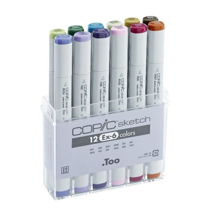 COPIC Sketch Ex-6 Markers, Set of 12