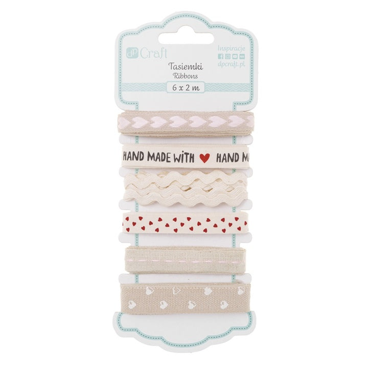 Cotton Ribbons “Handmade with Love” – Set of 6 x 2 m