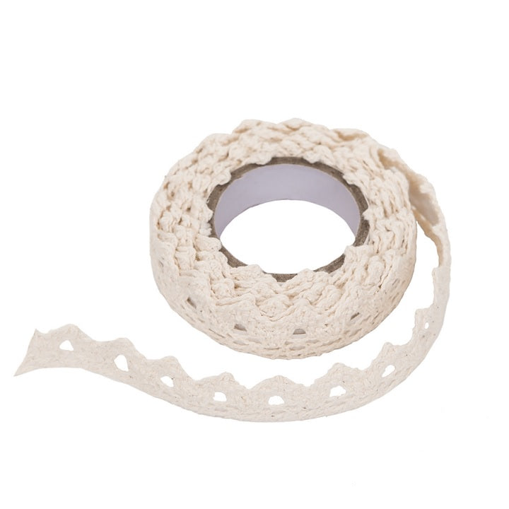 Cotton Self-Adhesive Lace Ribbon, 1.8 m / Ecru