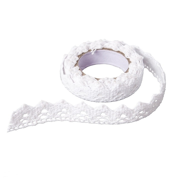 Cotton Self-Adhesive Lace Ribbon, 1.8 m / White