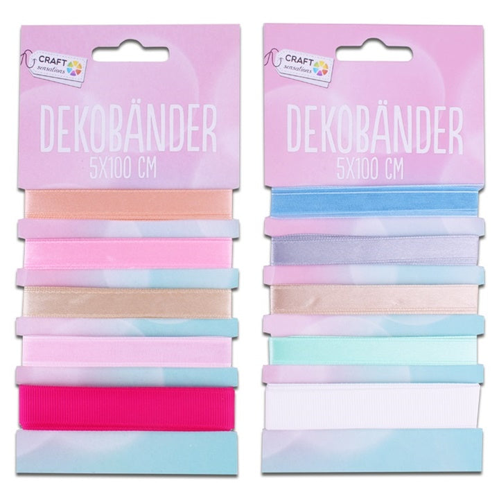 Craft Sensations Decorative Ribbon, 100 cm, Set of 5 | various colors — image 1