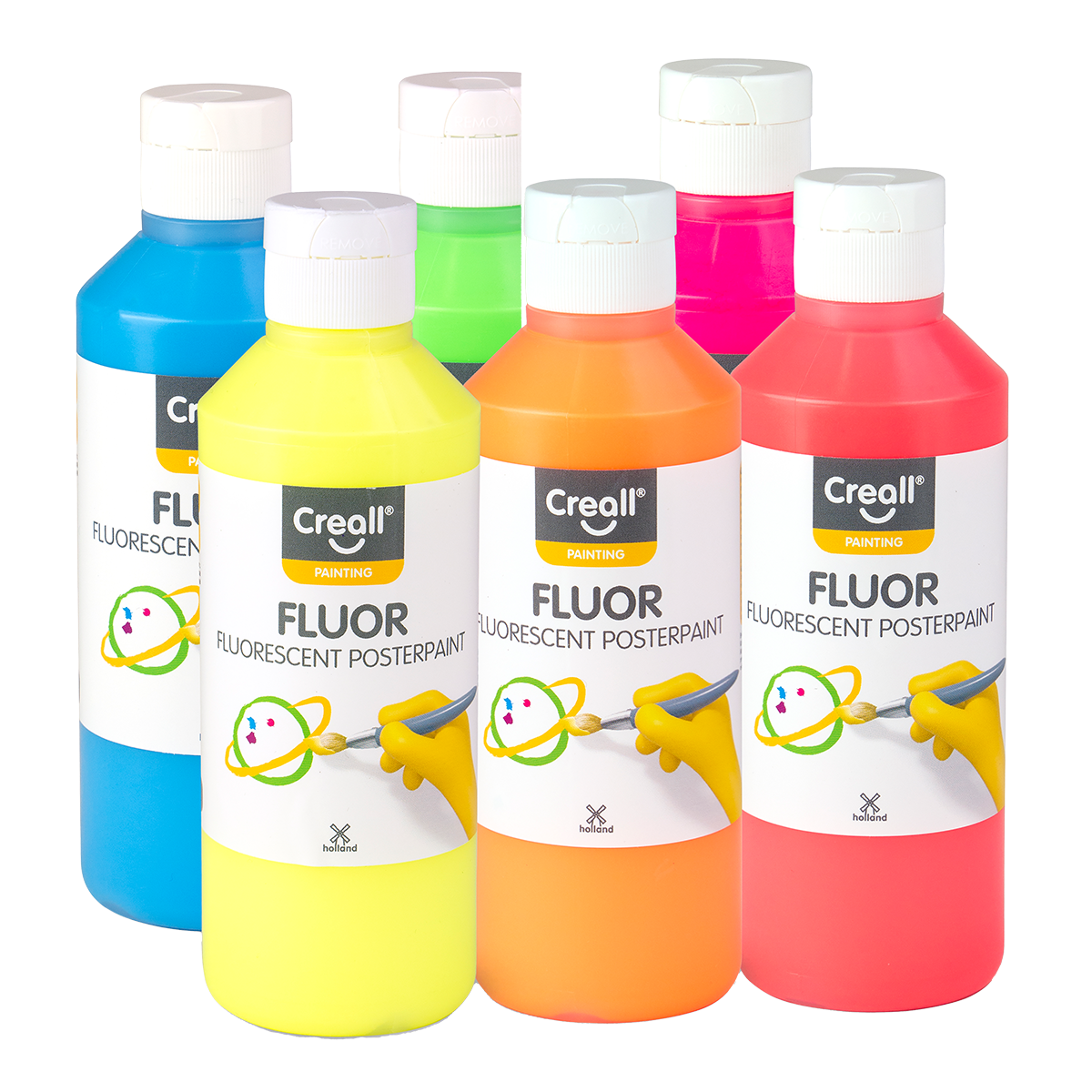 Creall Fluor Tempera Paint Set 6 x 250 ml