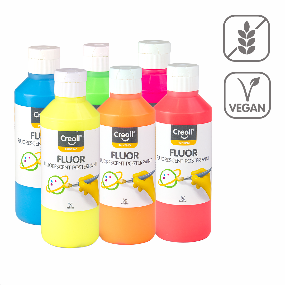 Creall Fluor Tempera Paint Set 6 x 250 ml