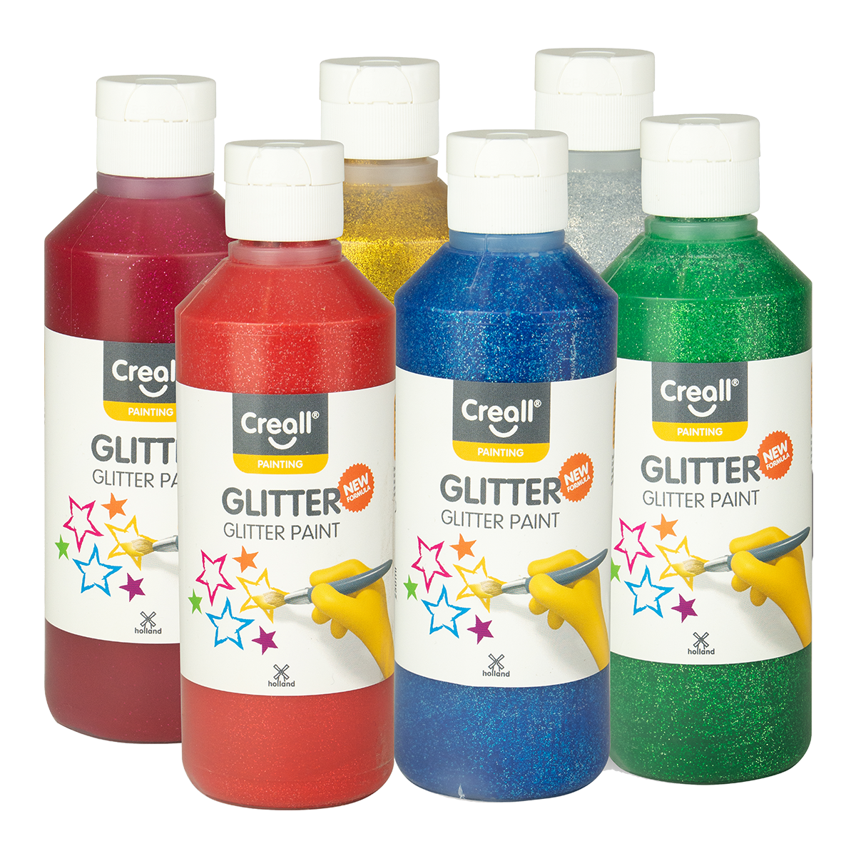 Creall Glitter paint set - 6 x 250 ml, assorted colors