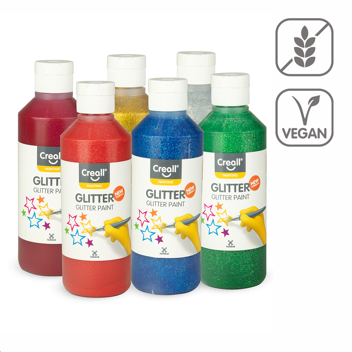 Creall Glitter paint set - 6 x 250 ml, assorted colors