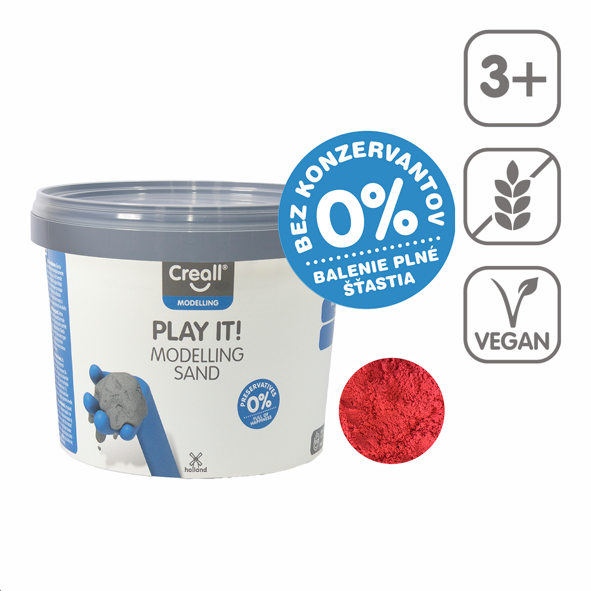 Creall Play it! Modeling Sand 750 g Tub – red