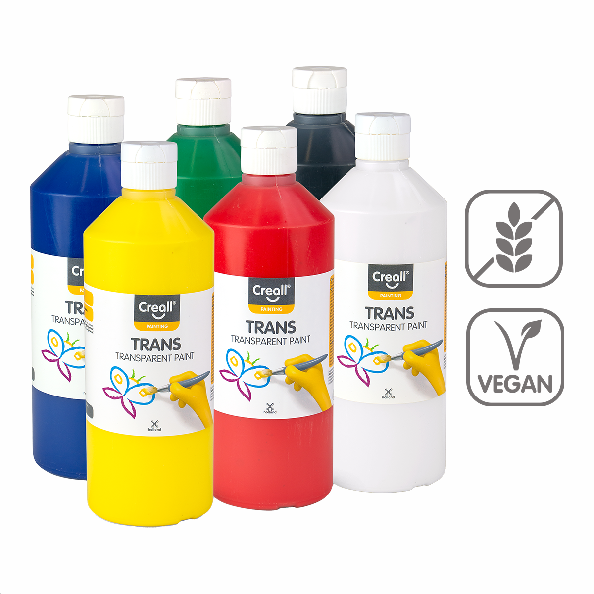 Creall Set of Transparent Paints Trans, 6 × 500 ml