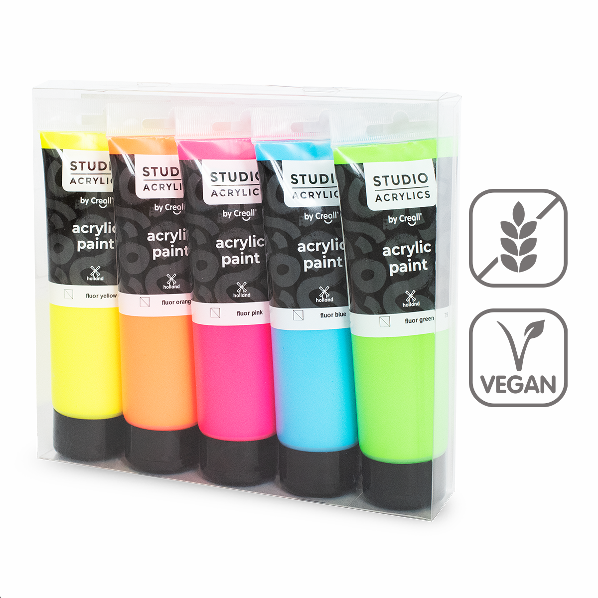 Creall Studio Acrylics Acrylic Paint Set, 5 x 120 ml, Mix – Fluorescent ×