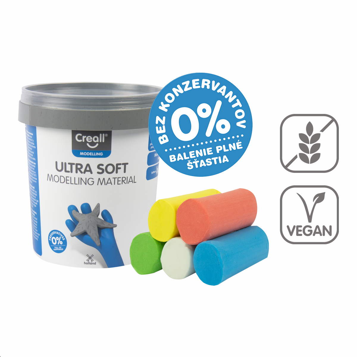 Creall Ultra soft modelling clay, 5 g, tub, assorted colors – × 60