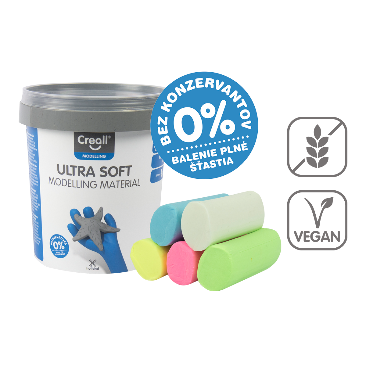 Creall Ultra soft modelling clay, 5 g, tub, assorted colors – × 60 pastel