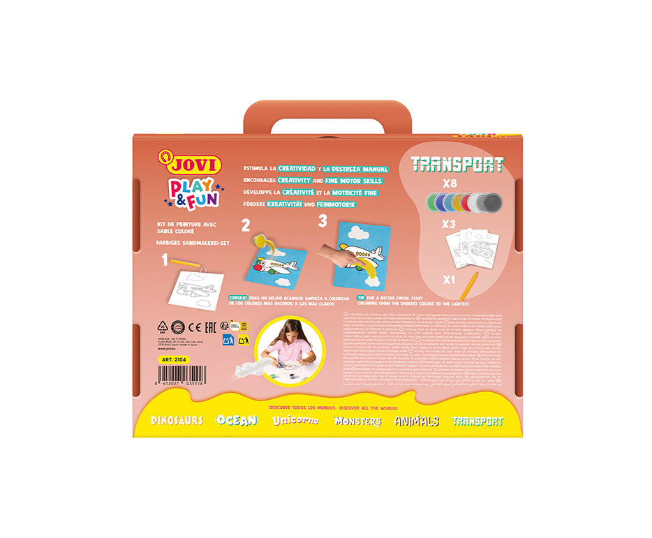 Creative kit JOVI Play&Fun Sand Painting Transport - 12 pcs
