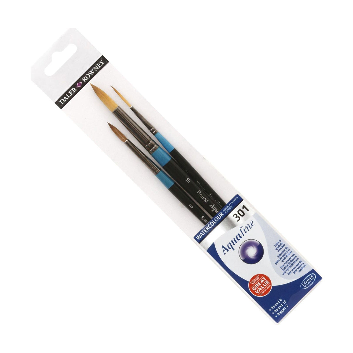 DALER ROWNEY Aquafine 301 Watercolor Brush Set - 3 pcs