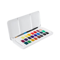 DALER ROWNEY Aquafine Watercolor Travel Set 24 Half Pans with Brush