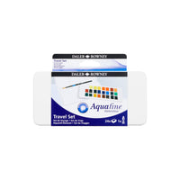 DALER ROWNEY Aquafine Watercolor Travel Set 24 Half Pans with Brush