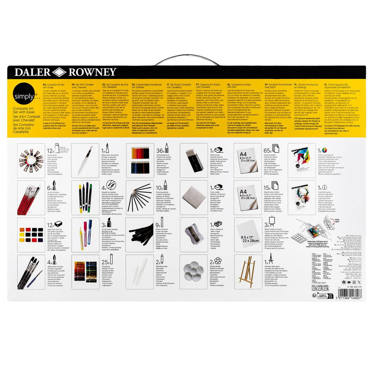 Daler-Rowney Art Set with Canvas and Easel, 215 Pieces — image 3