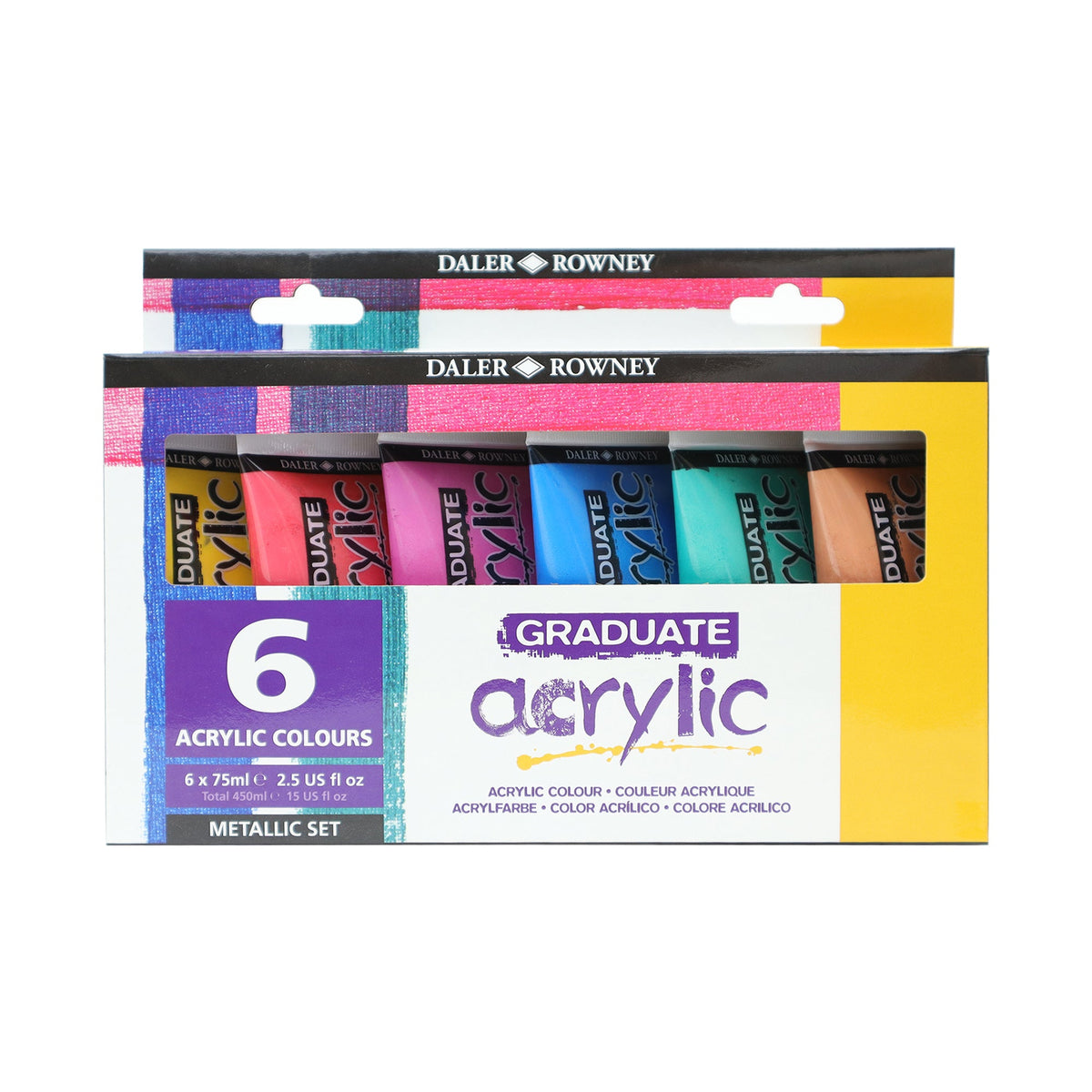 DALER ROWNEY D&R Graduate Set of Metallic Acrylic Paints 6 x 75 ml