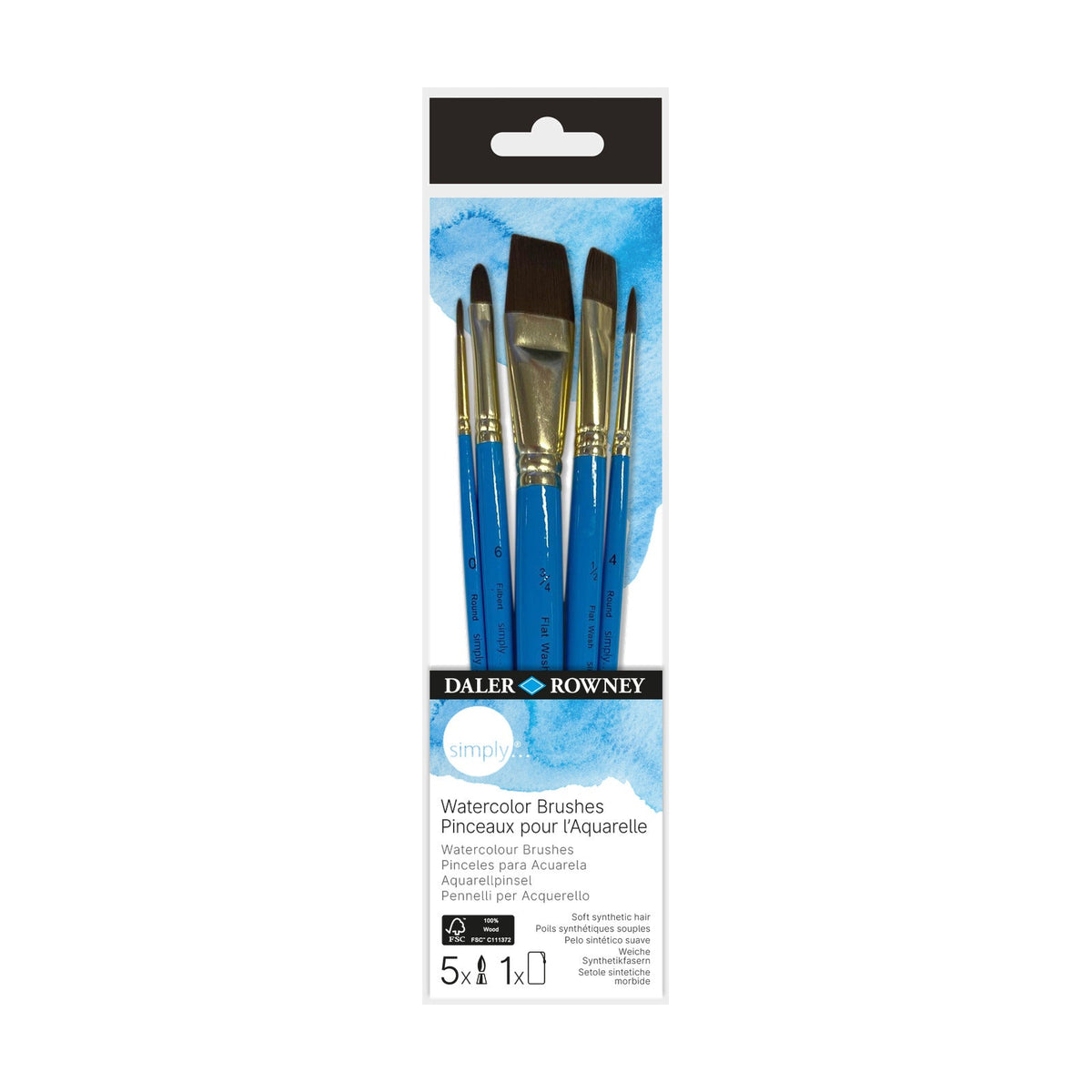 DALER ROWNEY Simply watercolor brush set, 5 pcs