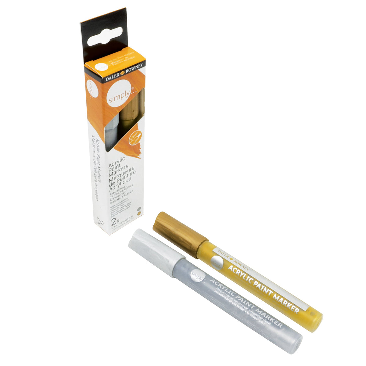 DALER ROWNEY Simply Acrylic Marker Set Gold and Silver 2 pcs