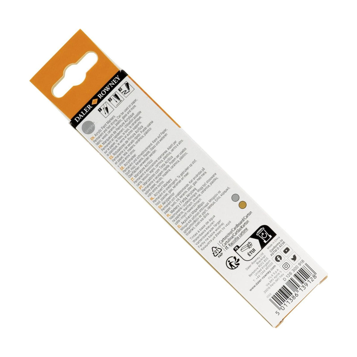 DALER ROWNEY Simply Acrylic Marker Set Gold and Silver 2 pcs