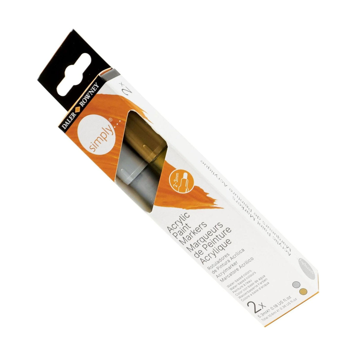 DALER ROWNEY Simply Acrylic Marker Set Gold and Silver 2 pcs