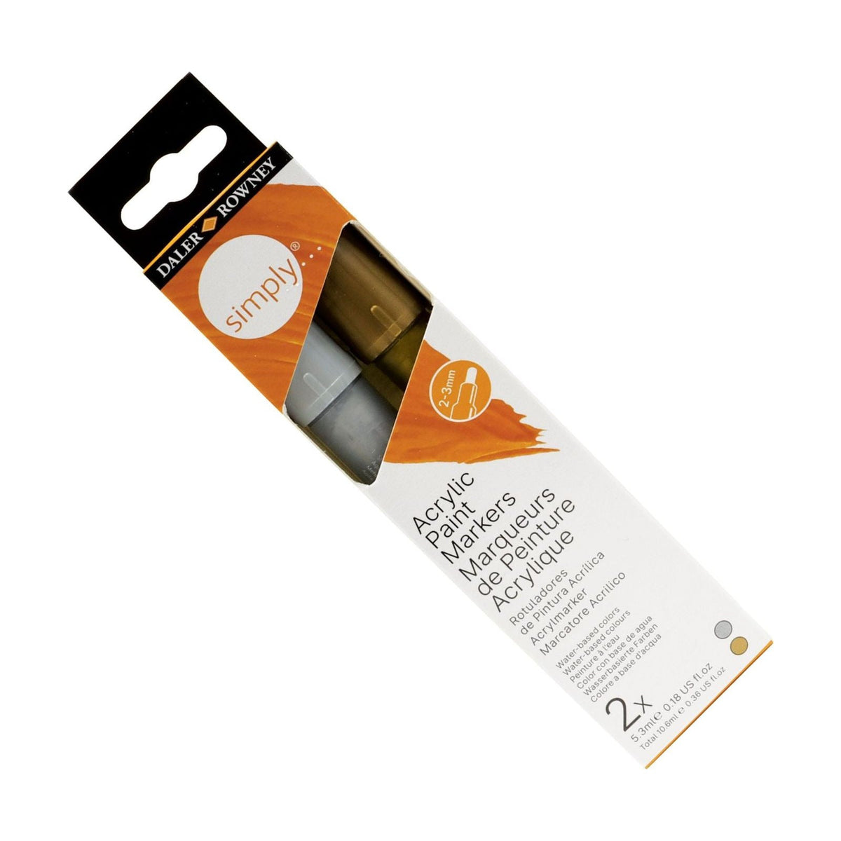 DALER ROWNEY Simply Acrylic Marker Set Gold and Silver 2 pcs