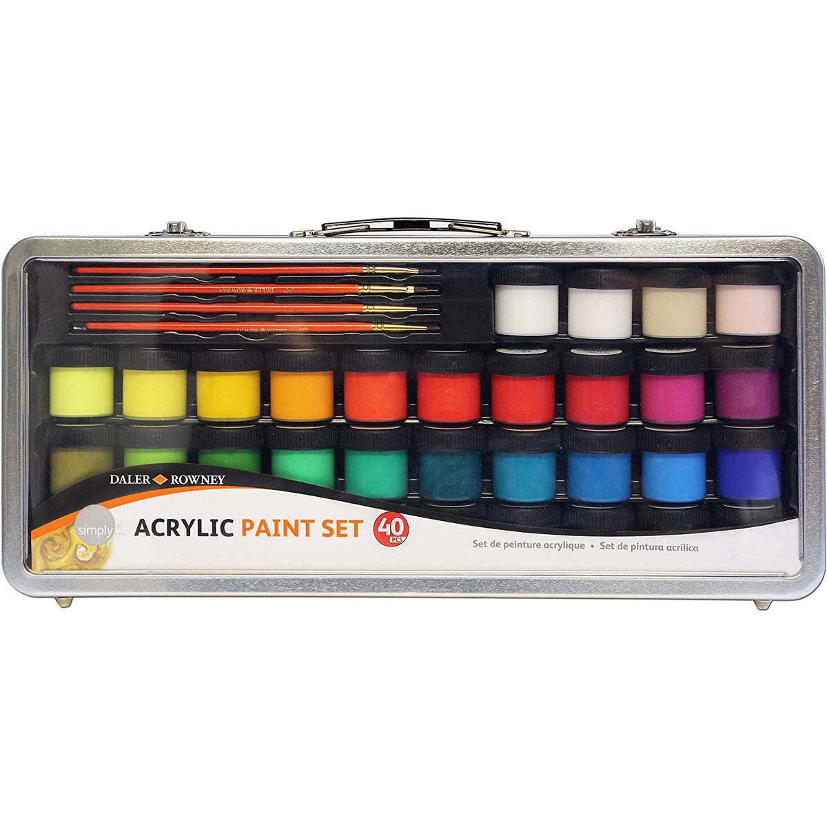DALER ROWNEY Simply Acrylic Paint Set 40 pcs in Metal Case