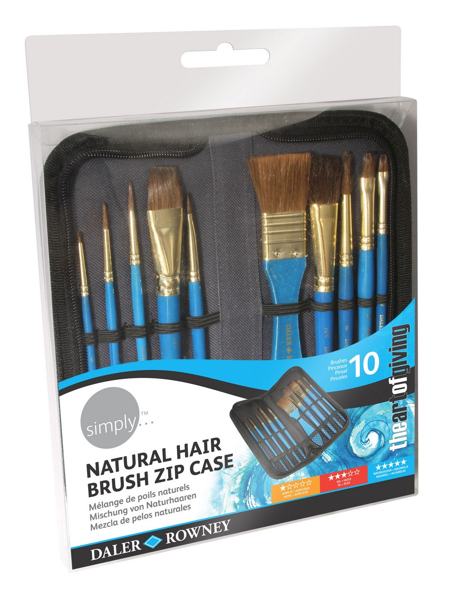 DALER ROWNEY Simply Watercolor Brush Set in Pencil Case, Set of 10