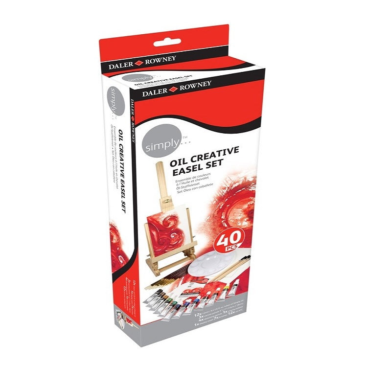 Daler-Rowney Simply Creative Oil Paint Set with Easel, 40-Piece