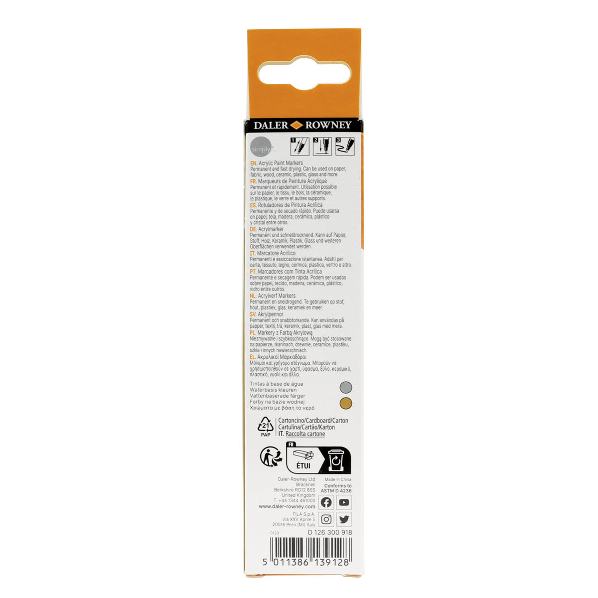 DALER ROWNEY Simply Gold and Silver Acrylic Marker Set of 2