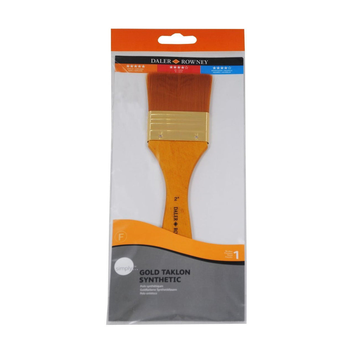 DALER ROWNEY Simply Gold Taklon Flat Acrylic Brush 2"