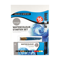DALER ROWNEY Simply Watercolor Paint Set - 12 Pieces with Accessories