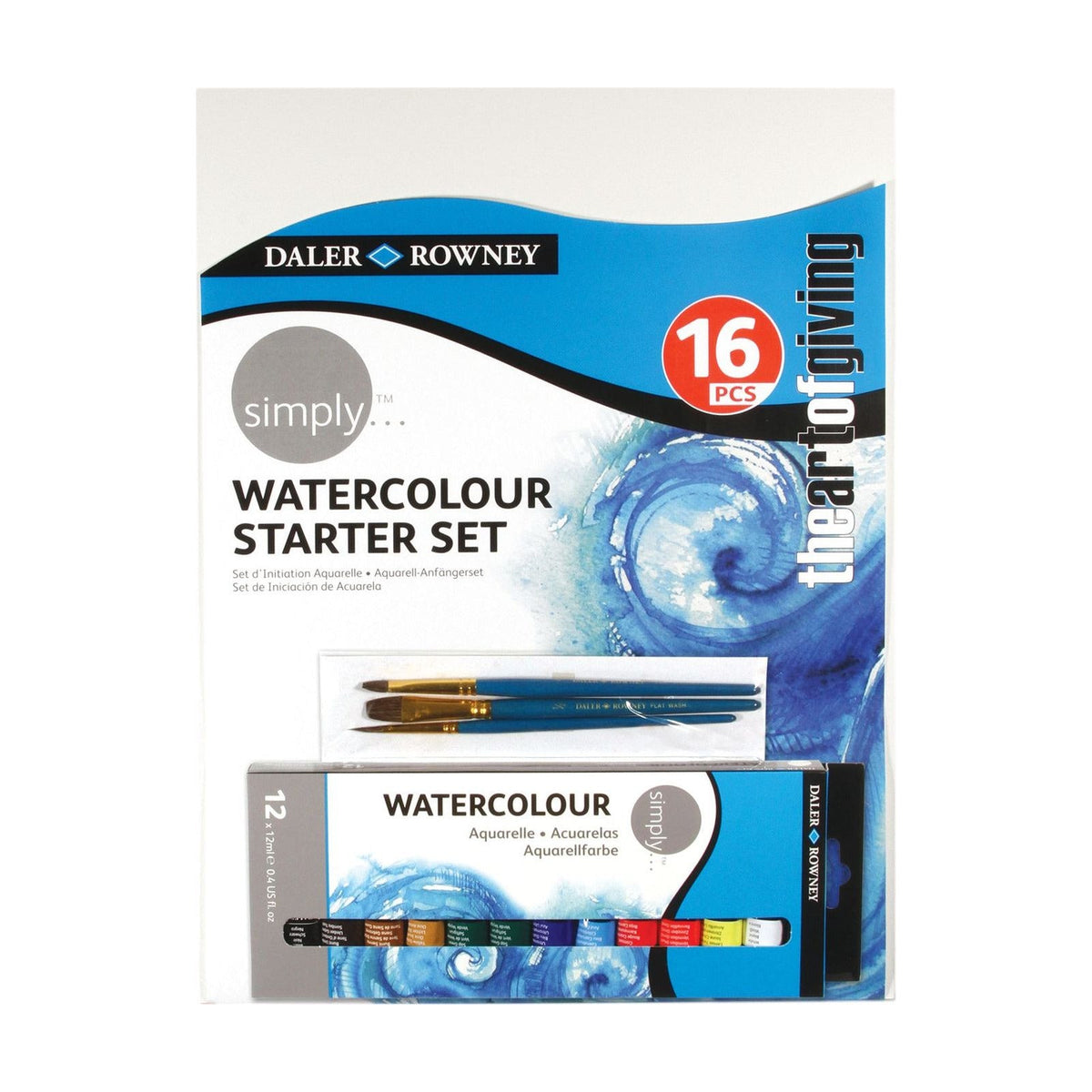 DALER ROWNEY Simply Watercolor Paint Set - 12 Pieces with Accessories