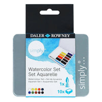 DALER ROWNEY Simply Watercolor Set - 10 Half Pans with Brush