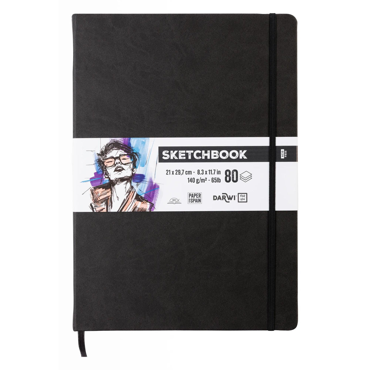 DARWI Black Sketch Pad A4 140 g 80 Sheets
