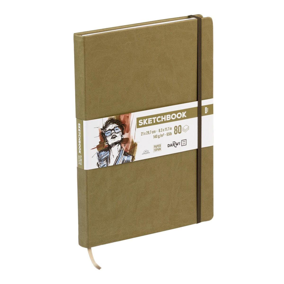 DARWI Khaki A4 Sketch Pad, 140 g/m², 80 Sheets