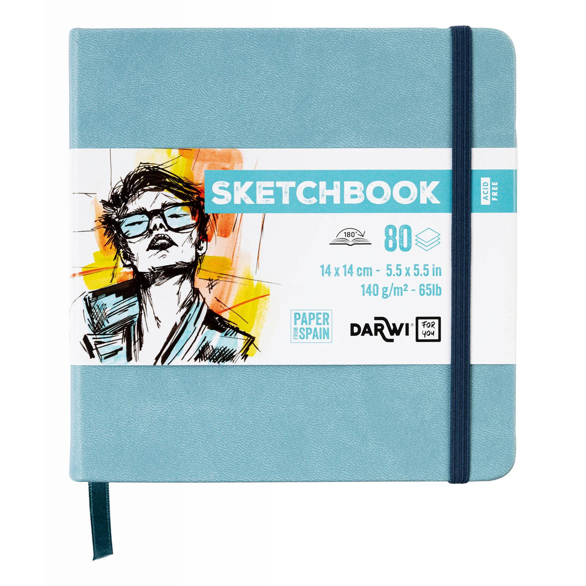 DARWI Soft Blue Sketch Pad 14 x 14 cm, 140 g, 80 Sheets