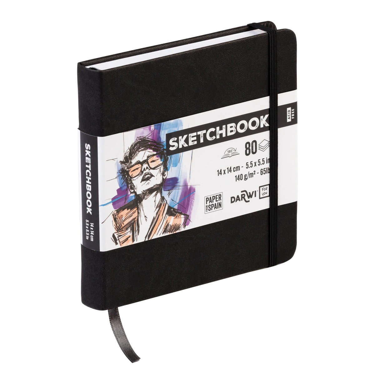 DARWI Sketchbook Black 14 x 14 cm, 140 g/m2 - 80 sheets
