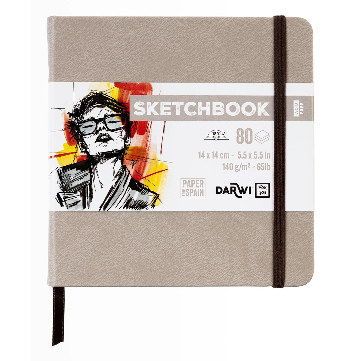 DARWI Sketchbook Taupe 14 x 14 cm 140 g 80 sheets