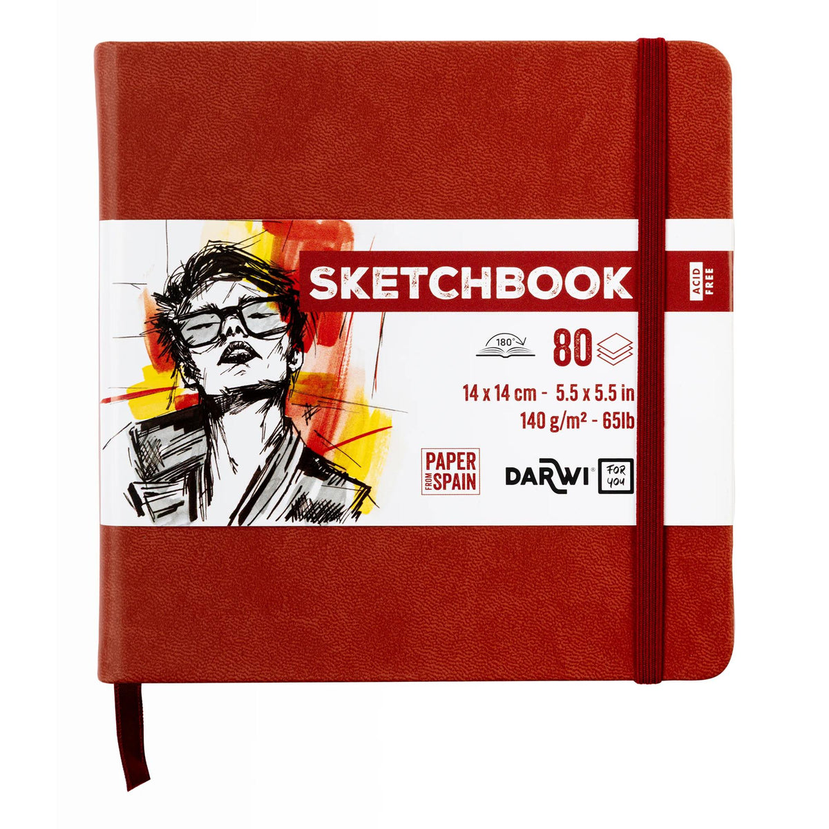 DARWI Sketchbook Terracotta 14 x 14 cm, 140 gsm, 80 sheets